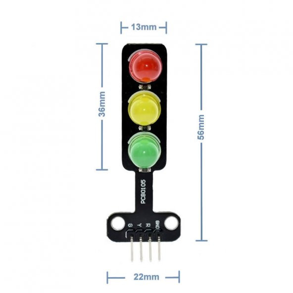 Trafik Işık Led Modülü 5V Ortak Katot 8mm Led Kırmızı Sarı Yeşil - 8