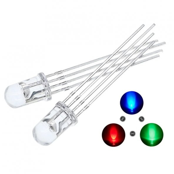 5mm Rgb Led Ortak Anot 4 Pin Multicolor Diyot Işık Lamba Light - 3