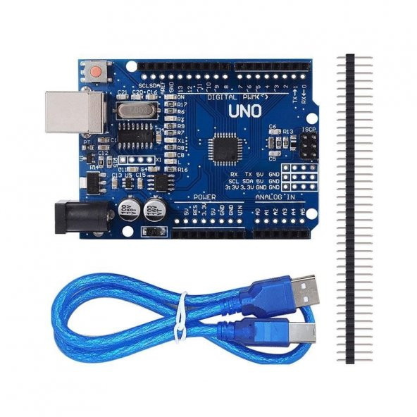 Arduino UNO R3 Klon MEGA328P SMD (CH340) + USB Kablo Dahil