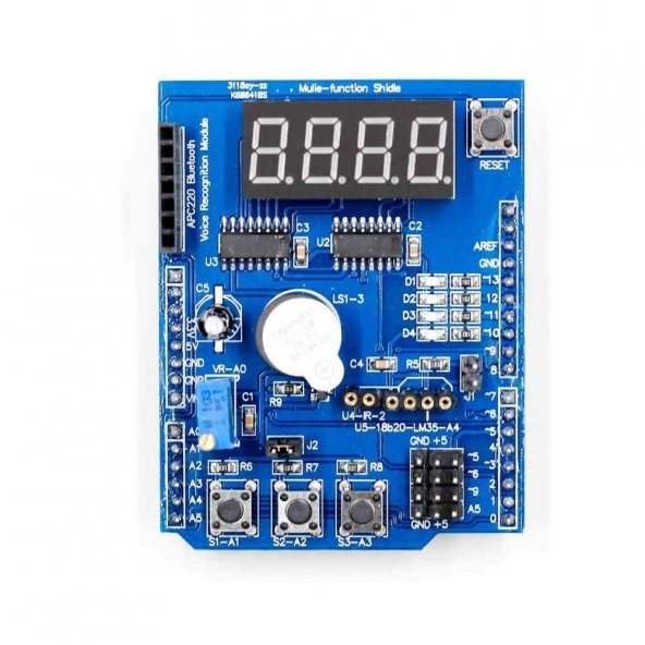 Multi Çok Fonksiyonlu Arduino Shield 7 Segment Buzer Button Pot