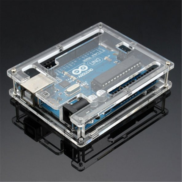 Arduino UNO R3 Plastik Koruma Kutusu Vidalı Pleksi Kutu