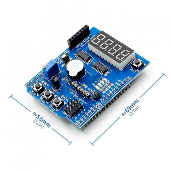 Multi Çok Fonksiyonlu Arduino Shield 7 Segment Buzer Button Pot - 7