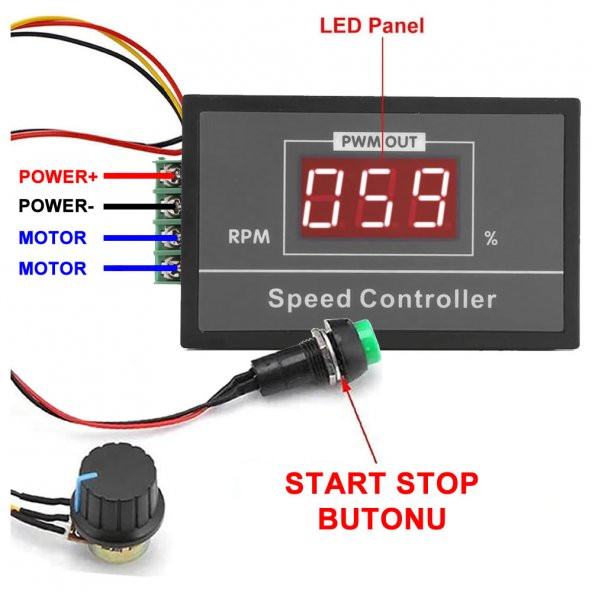 30A 60V DC Motor Hız Kontrol Devresi Panel Tip Potansiyometre - 8