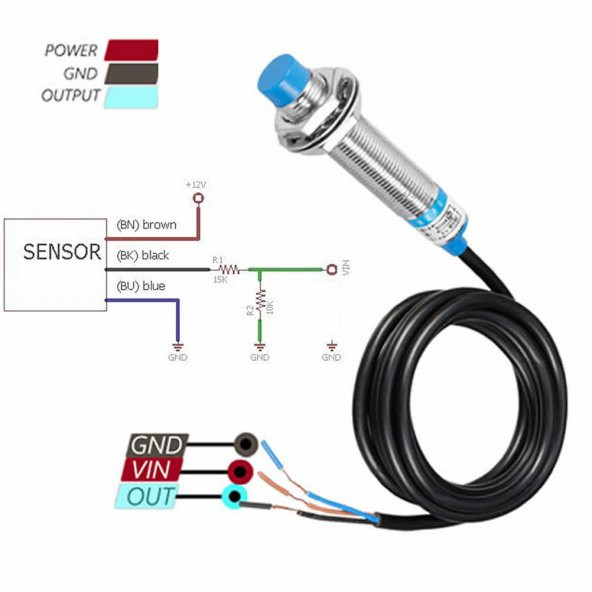 LJ12A3-4-Z/BX Endüktif NPN Mesafe Sensörü - 5