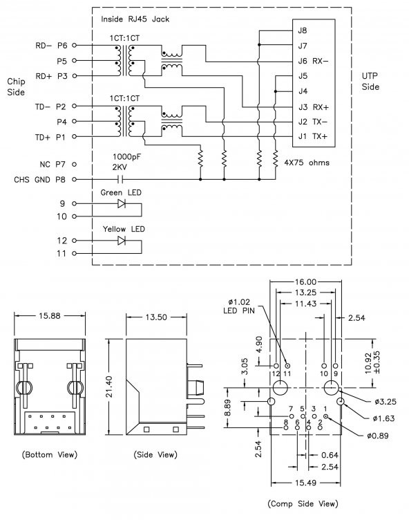 Trafolu RJ45 HR911105A Ethernet Bağlantı Soketi - 8