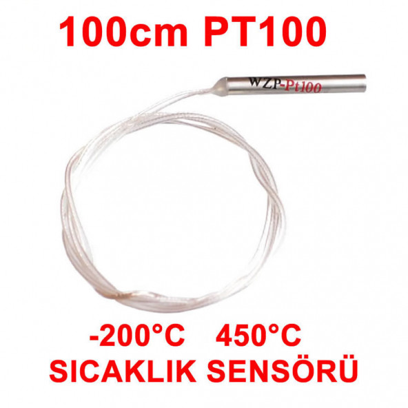 PT100 Platinyum Isı Sıcaklık Sensörü 100cm Su Geçirmez -200C to 450C Metal Koruyucu Dalgıç Prob Term - 8