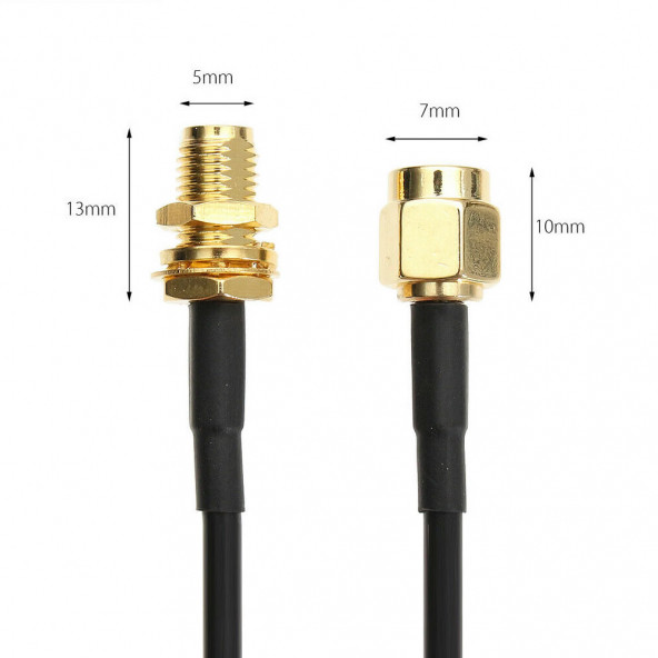 Rg174 Sma Erkek Dişi 5M Kabl0 50 Ohm Altın Kaplama Rf Uzatma Wifi 3G Koaksiyel Kablo - 4