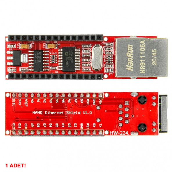Arduino Nano 3.0 ENC28J60 Ethernet Shield Board Microchip LAN SPI IOT İnternet Haberleşme ürün görseli