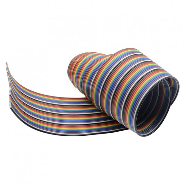 40 Pin Rainbow Ribbon IDC Kablo 1 Metre 10 Renk Dupont Kablo Flat - Resim 2