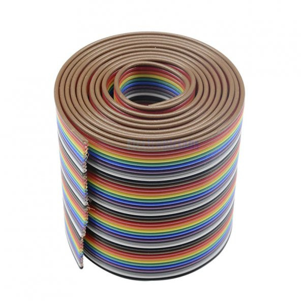 40 Pin Rainbow Ribbon IDC Kablo 1 Metre 10 Renk Dupont Kablo Flat - Resim 3