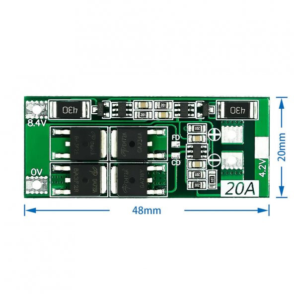 BMS 2S 20A Balans Koruma Kartı Lityum Pil Batarya Li-ion 18650 - 4