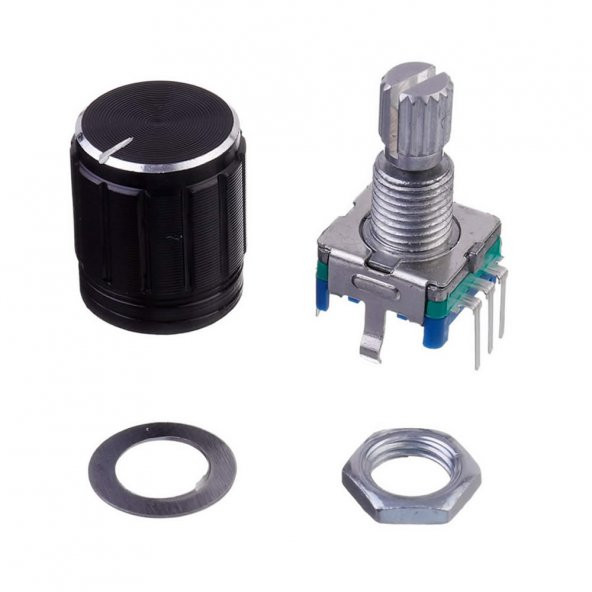 EC11 Rotary Encoder + Pot Başlığı Butonlu 20 Adım Pulse 360 Derece - 2