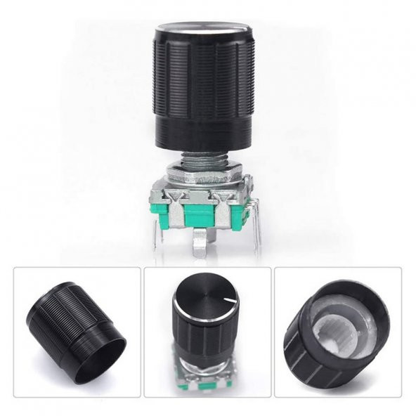 EC11 Rotary Encoder + Pot Başlığı Butonlu 20 Adım Pulse 360 Derece - 6