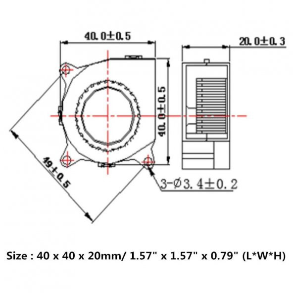 DC 12V 40x40mm Salyangoz Fan Soğutucu Türbin Turbo Radyal Yazıcı - 7