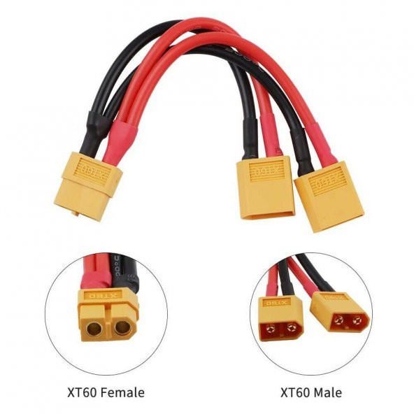 XT60 Konnektörlü Y Tip Birleştirici Kablo 10 cm LiPo Pil Batarya - 2