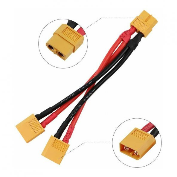 XT60 Konnektörlü Y Tip Birleştirici Kablo 10 cm LiPo Pil Batarya - 8