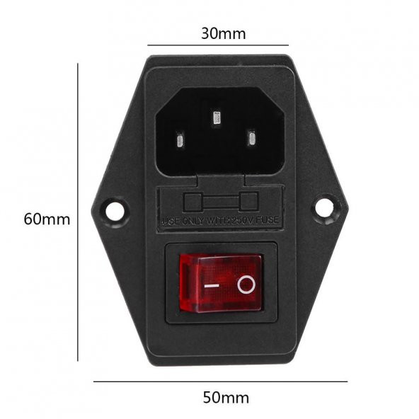 220V Erkek Power Soketi Sigorta Yuvalı ve Işıklı Açma Kapama Anahtarlı Kulaklıklı Montaj Tip - 7