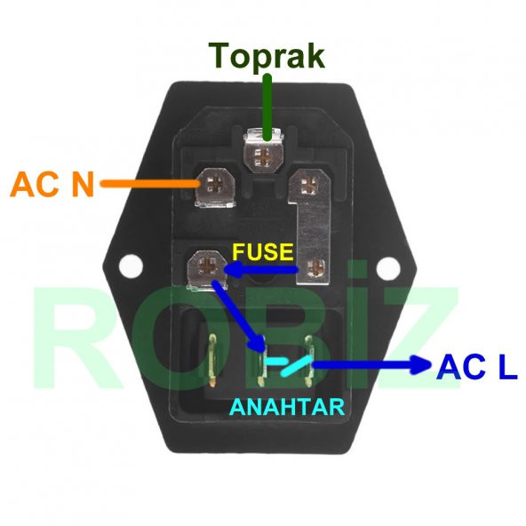 220V Erkek Power Soketi Sigorta Yuvalı ve Işıklı Açma Kapama Anahtarlı Kulaklıklı Montaj Tip - 8