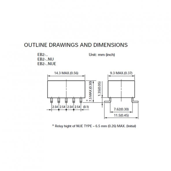 5V EB2-5NU SMD Röle DPDT 1A EB2 Series Non Latching EB2 Series SMD Low Signal Relay - 3