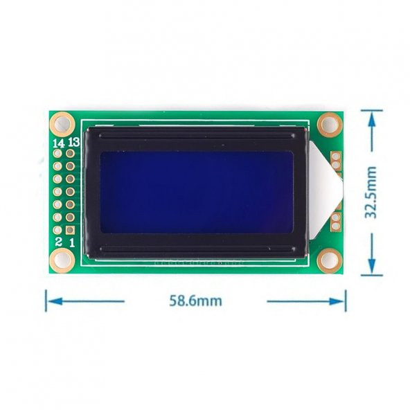 0802A 8x2 Karakter Lcd Modül Mavi Display Ekran Mavi Backlight 2 Satır 8 Karakter - 7