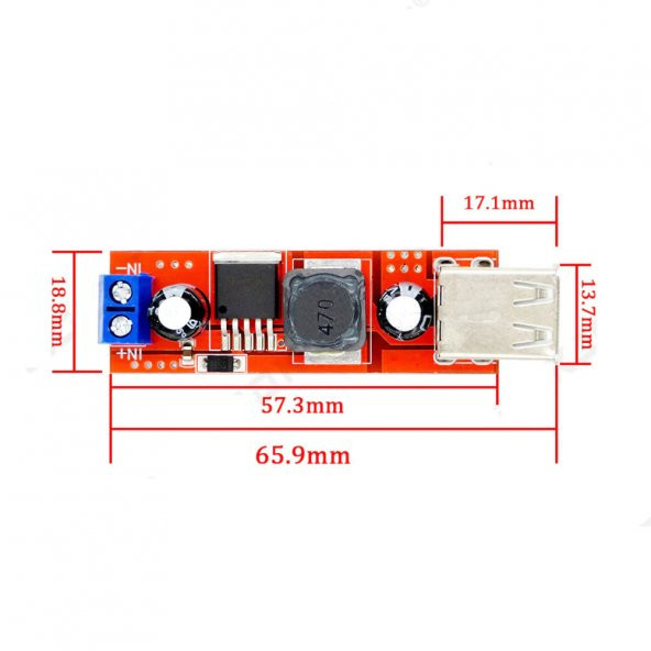 Lm2596 Dual Usb Power Modül Voltaj Düşürücü Mp3 Mobil Güç Kaynağı - 7