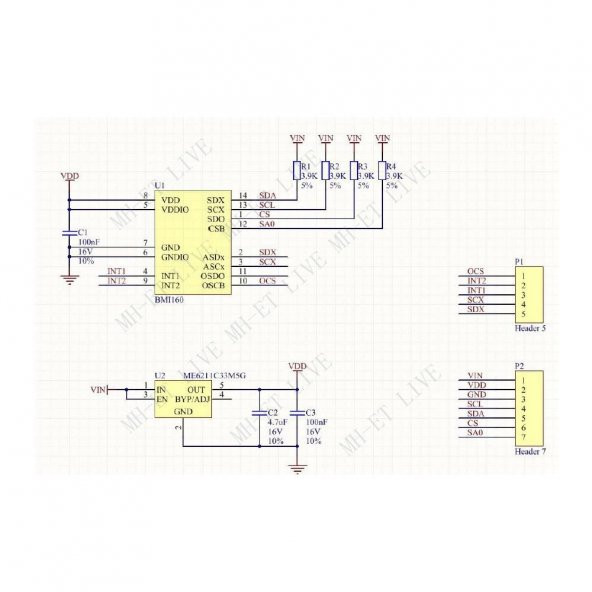 BMI160 Gyro Sensör Modülü 6 Eksen IMU Üç Eksenli Jiroskop İvme Ölçer Hareket Adım Sayar Atalet - Resim 7