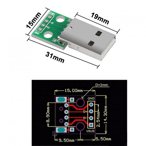 Usb Male To Dip Çevirici Pcb - 8