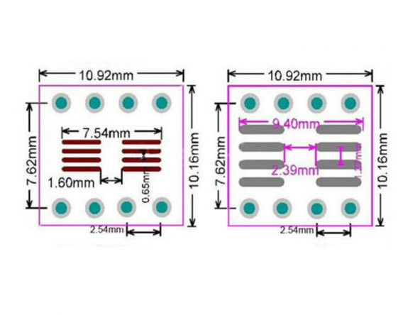SO8DIP8 SOIC8 SOP8 To DIP8 Çevirici Pcb - 8