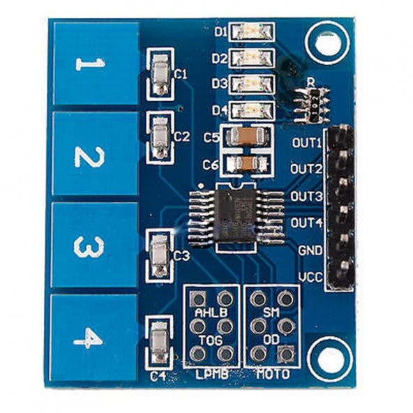 TTP224 4 Kanal Dokunmatik Buton Sensör Modülü Kapasitif Dijital Tuş Algılayıcı Anahtar Keypad - 5