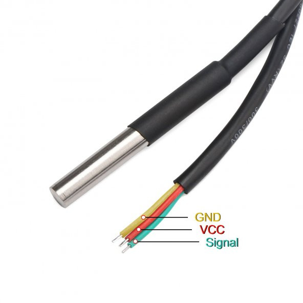 DS18B20 5 Metre Kablolu Sensör Su Geçirmez Isı Sıcaklık Dijital - 3