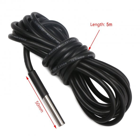 Ds18B20 3 Metre Kablolu Su Geçirmez Dijital Sıcaklık Sensörü - Resim 5