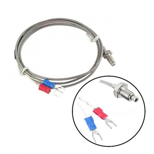 K-Type Thermocouple 1 Metre Sıcaklık Isı Sensörü 0-800C 6mm Dişli - 3