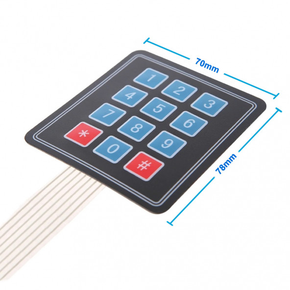 4 x 3 Matrix Membran Keypad 12 Buton Tuş Takımı Keyboard Klavye Alarm Şifre Kilit Röle Kontrol - 7