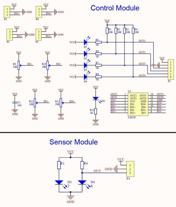 4 Kanal Kızılötesi IR Çizgi İzleme Takip Sensör Modülü Engel Algı - Resim 8