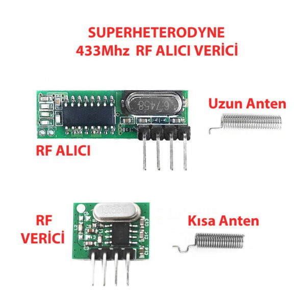 433Mhz RF Alıcı Verici RX470C  WL102  Antenler 20 - 200 Metre