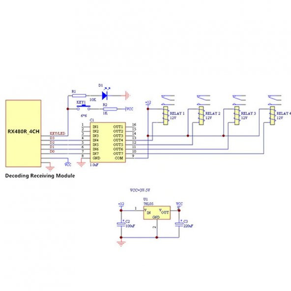 Rx480-E 4 Kanal 433Mhz Rf Alıcı Learning Code 1527 Receiver - Resim 8