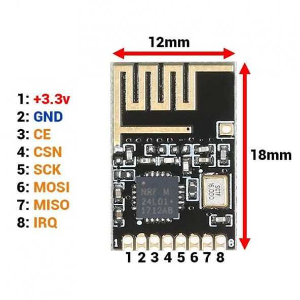 Mini Smd Nrf24L01 2.4Ghz Rf Haberleşme Modülü Kablosuz Tranceiver - 7