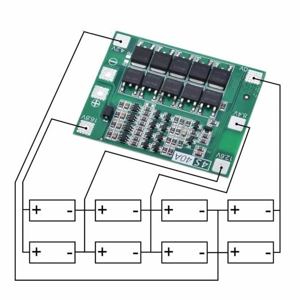 4S 40A Standart Versiyon - Lityum Batarya BMS Koruma Kartı Lipo - 5
