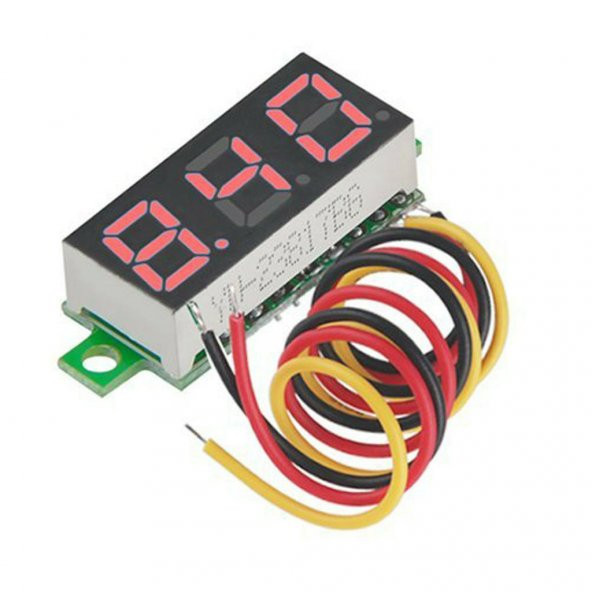 0.28 inch DC 0-100V Mini Digital Voltmetre 3 Kablolu DC Kırmızı - 2