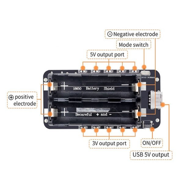 2x 18650 Pil Şarj Kartı V8 Battery Shield Lityum Li-on Powerbank - 7