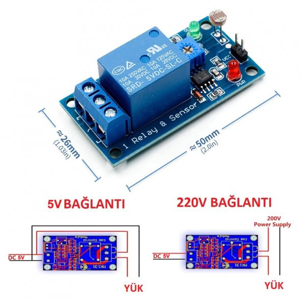 5V Ldr Işık Kontollü Röle 5V Gündüz Gece Algılayıcı Röle Kartı