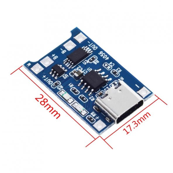 TP4056 Korumalı Lityum Pil Şarj Devresi Type C Usb Batarya - Resim 8
