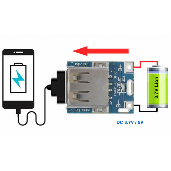 134N3P Powerbank Devresi - Lityum Pil Şarj - 5V 1A Usb Boost Modül Lion - 1