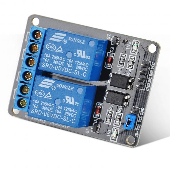 2 Kanal 5V Röle Modül AC 250V 10A Optokuplör İzolasyonlu - Resim 2