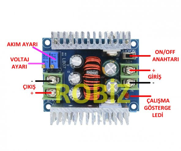 300W 20A Voltaj Düşürücü Modül Step Down DC DC Güç Kaynağı - 8