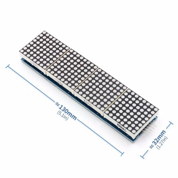 MAX7219 4lü Dot Matrix Modül 64 Nokta Led Ekran 5V 8x8 Matris 5 Pin Kontrol Ortak Katot - 6