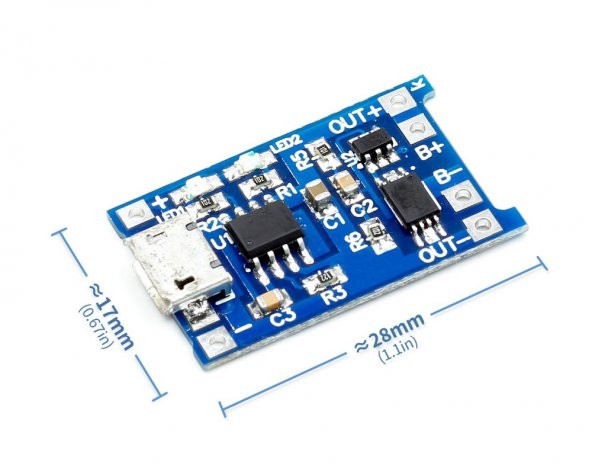 TP4056 Korumalı Lityum Pil Şarj Devresi Micro Usb Batarya - 6