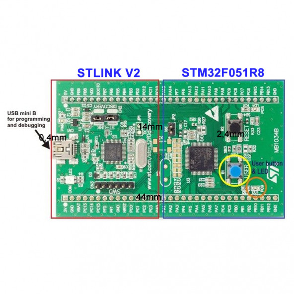 ST STM32F051 STM32F0DISCOVERY Discovery Kit '' Proto Pcb STM32F051R8T6 Cortex M0 Arm 48 MHz Mcu Geliştirme Kartı - 7