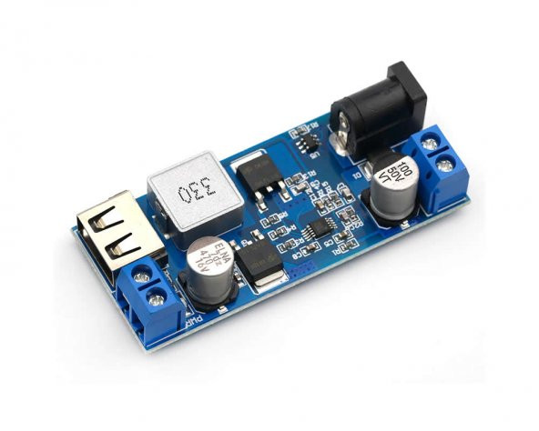 HW-688 Giriş Max 36V Çıkış  5V 5A Voltaj Düşürücü Modül Klemens ve Usb - Resim 2