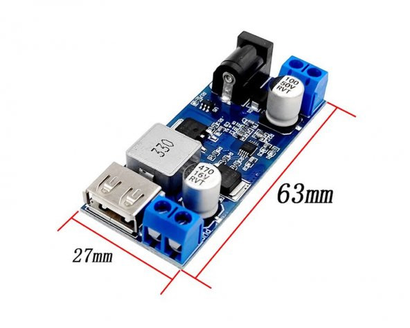 HW-688 Giriş Max 36V Çıkış  5V 5A Voltaj Düşürücü Modül Klemens ve Usb - Resim 7